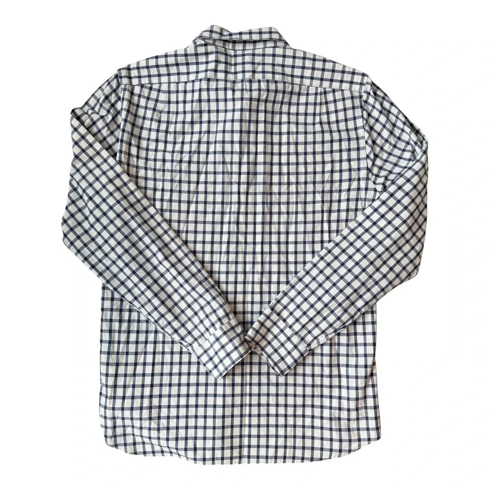 J.Crew Slim Fit Navy White Check Button Down Shirt Mens Medium Preppy Cotton‎